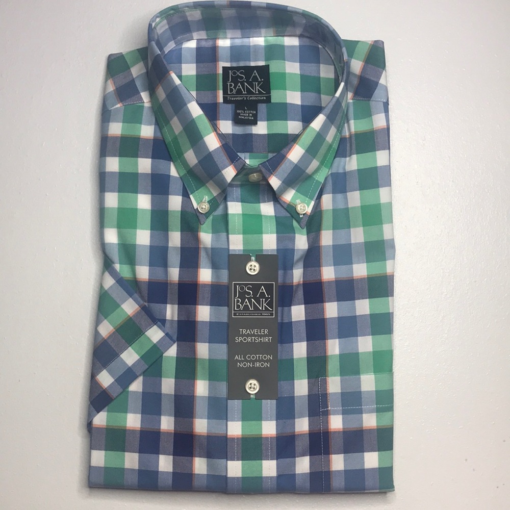 NWT Men’s Jos. A. Bank Short Sleeve Traveler Shirt
